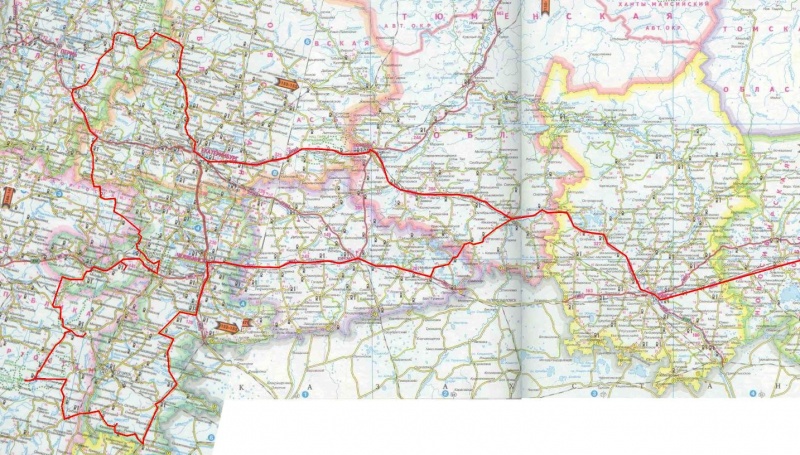 Карта автодорог урала с городами и областями подробная